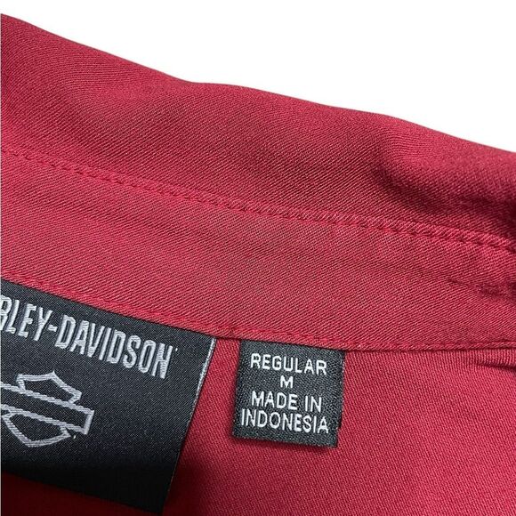 Harley-Davidson Moto Club Sleeveless Red Button Down Shirt Size Medium - Picture 12 of 12